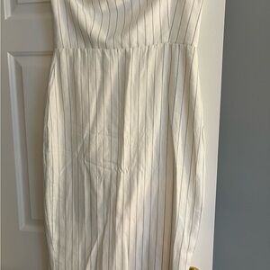 Forever 21 Cream Strapless Pleated Sheath Dress